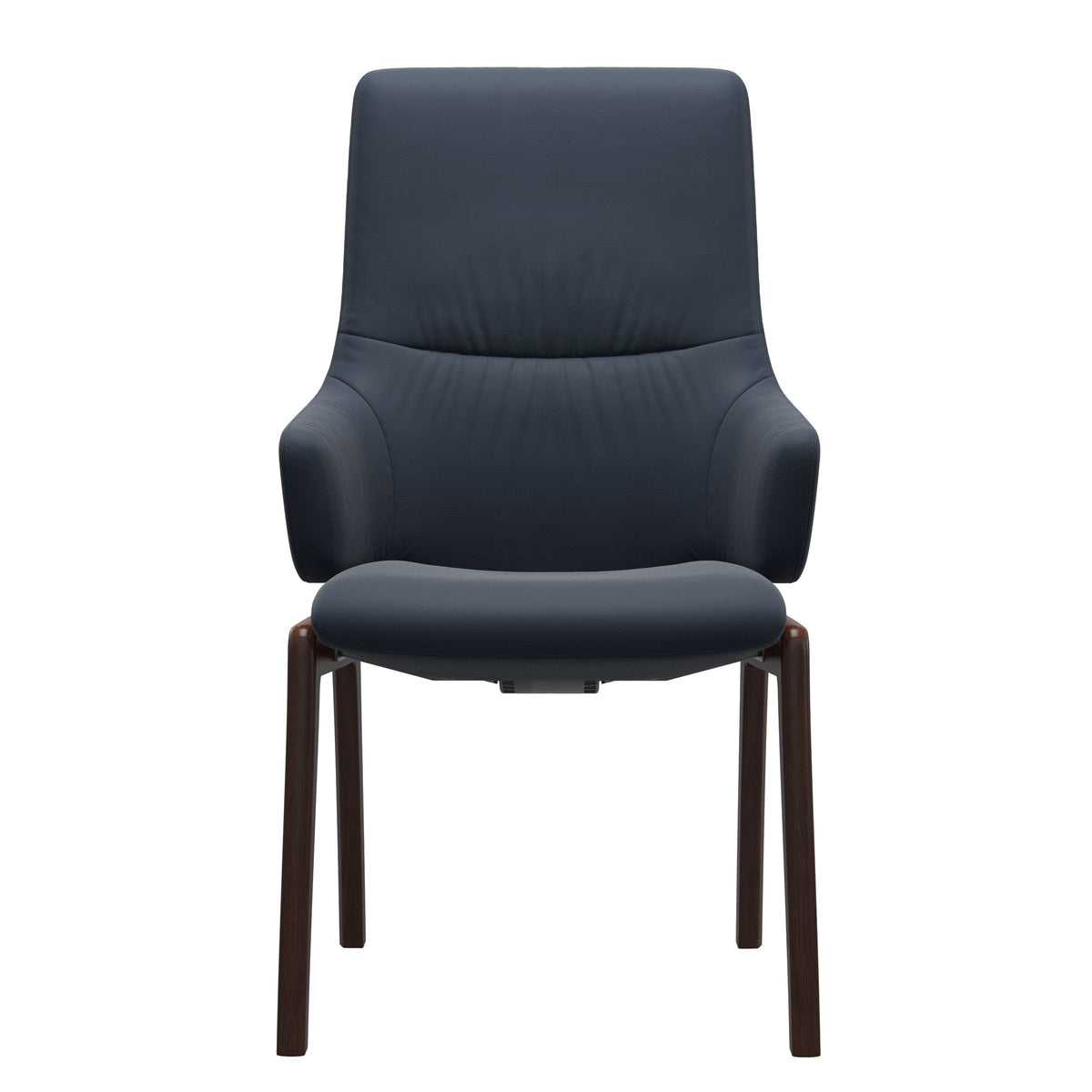 Mint High Back Dining Chair - Paloma Oxford Blue - Brown Wood - D100 Armchair