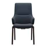 Mint High Back Dining Chair - Paloma Oxford Blue - Brown Wood - D100 Armchair