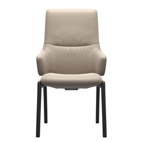Mint High Back Dining Chair - Paloma Mushroom - Black Wood - D100 Armchair