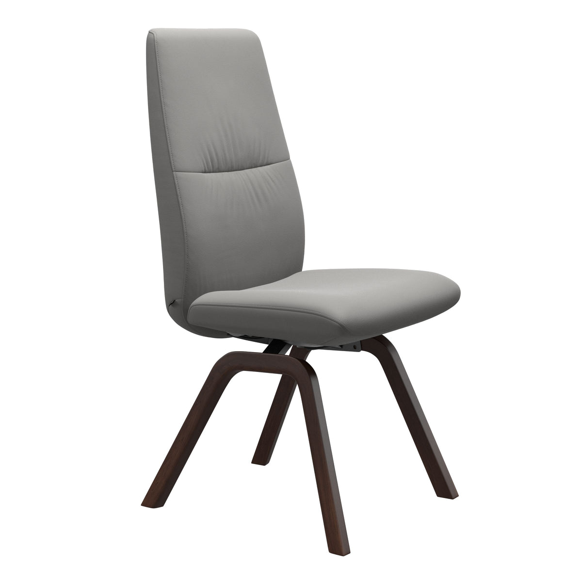 Mint High Back Dining Chair - Paloma Silver Grey - Brown Wood - Armless