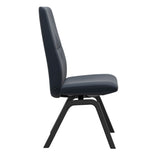 Mint High Back Dining Chair - Paloma Oxford Blue - Black Wood - Armless