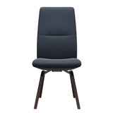 Mint High Back Dining Chair - Paloma Oxford Blue - Brown Wood - Armless