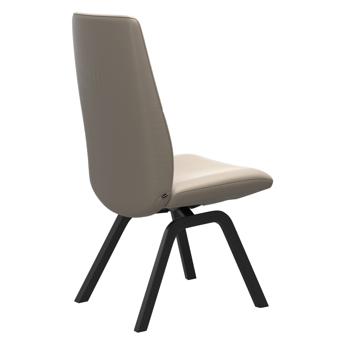 Mint High Back Dining Chair - Paloma Mushroom - Black Wood - Armless