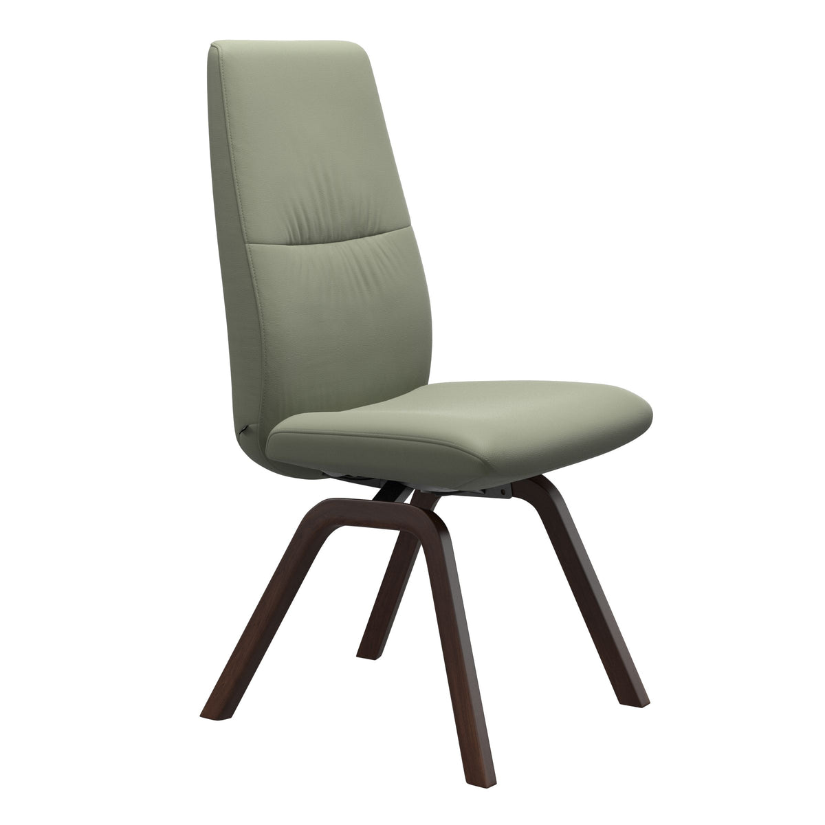 Mint High Back Dining Chair - Paloma Shadow Green - Brown Wood - Armless