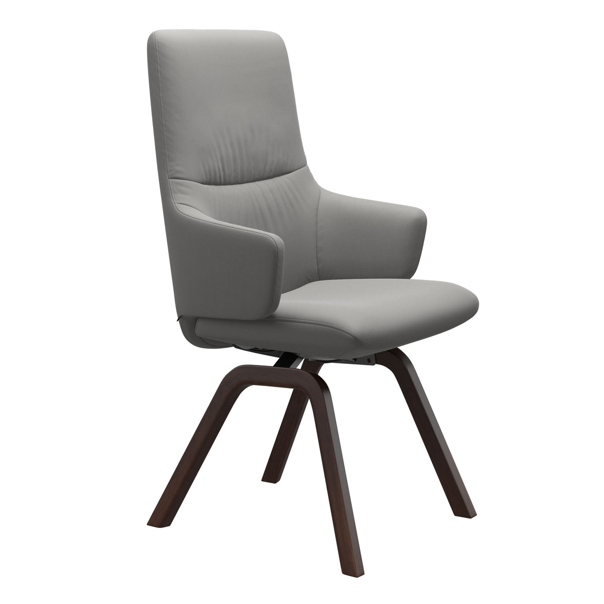 Mint High Back Dining Chair - Paloma Silver Grey - Brown Wood - Armchair