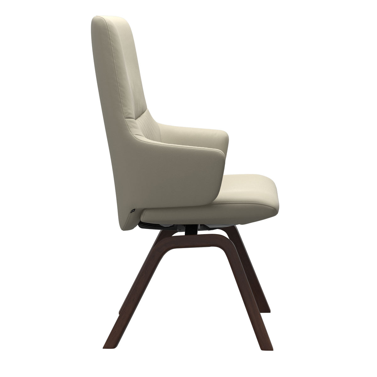 Mint High Back Dining Chair - Paloma Light Grey - Brown Wood - Armchair