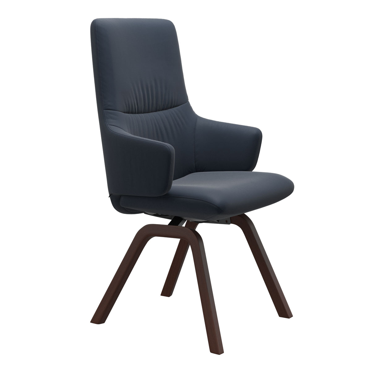 Mint High Back Dining Chair - Paloma Oxford Blue - Walnut Wood - Armchair