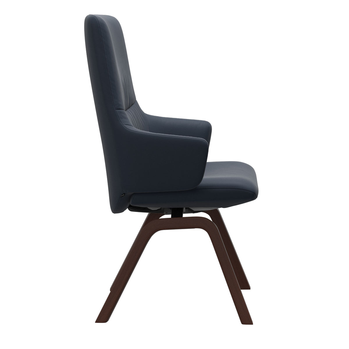 Mint High Back Dining Chair - Paloma Oxford Blue - Walnut Wood - Armchair