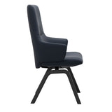 Mint High Back Dining Chair - Paloma Oxford Blue - Black Wood - Armchair