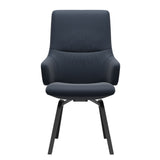 Mint High Back Dining Chair - Paloma Oxford Blue - Black Wood - Armchair