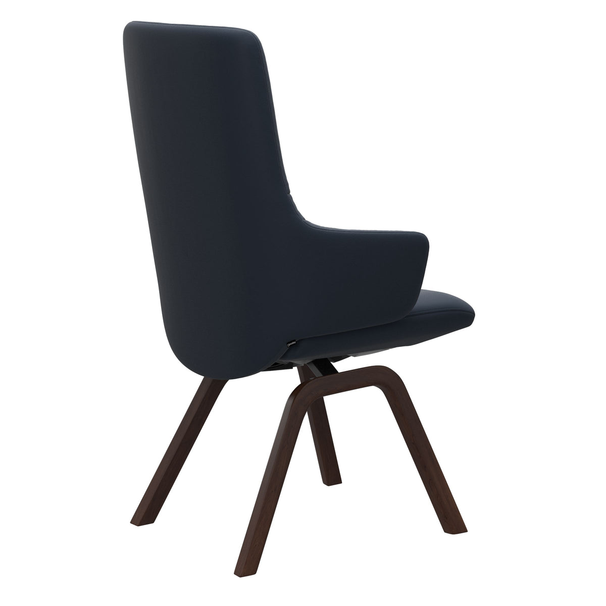 Mint High Back Dining Chair - Paloma Oxford Blue - Brown Wood - Armchair