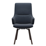 Mint High Back Dining Chair - Paloma Oxford Blue - Brown Wood - Armchair