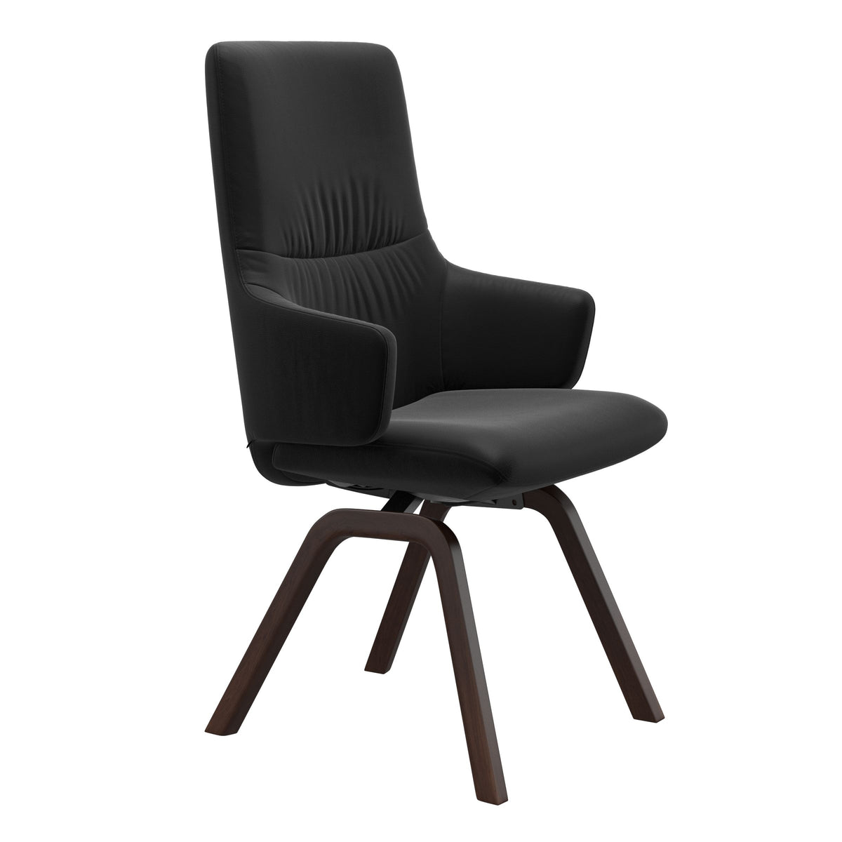 Mint High Back Dining Chair - Paloma Black - Brown Wood - Armchair