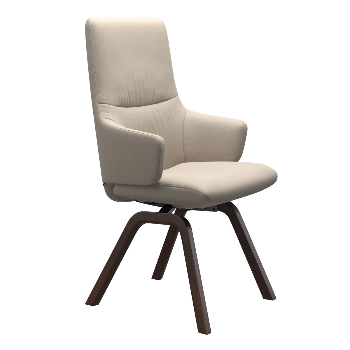 Mint High Back Dining Chair - Paloma Fog - Brown Wood - Armchair