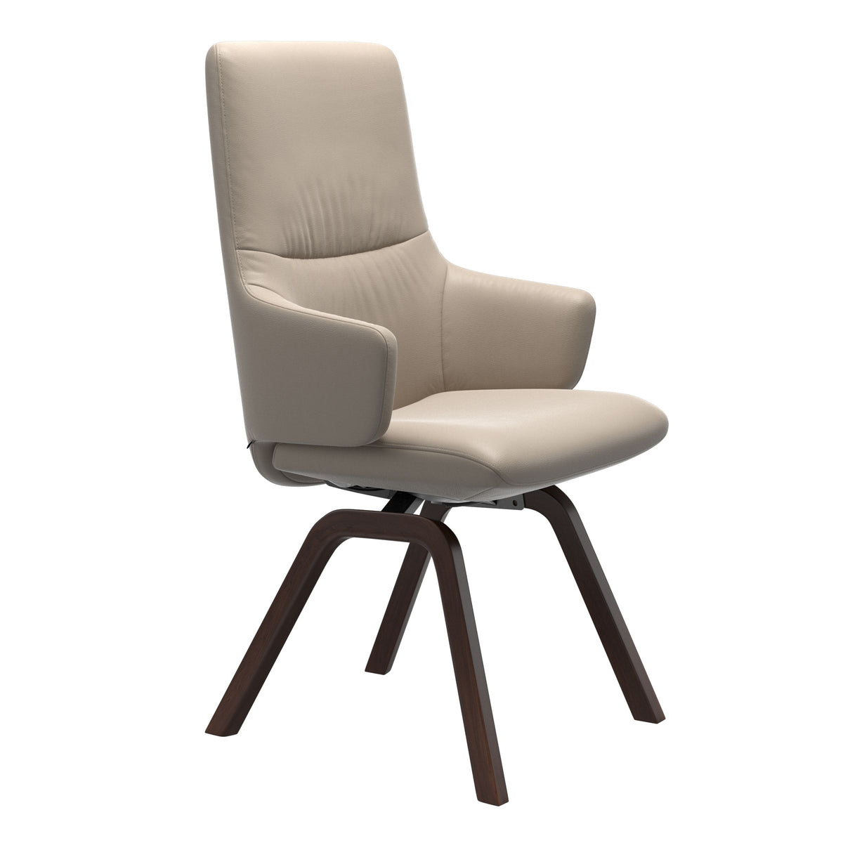 Mint High Back Dining Chair - Paloma Mushroom - Brown Wood - Armchair