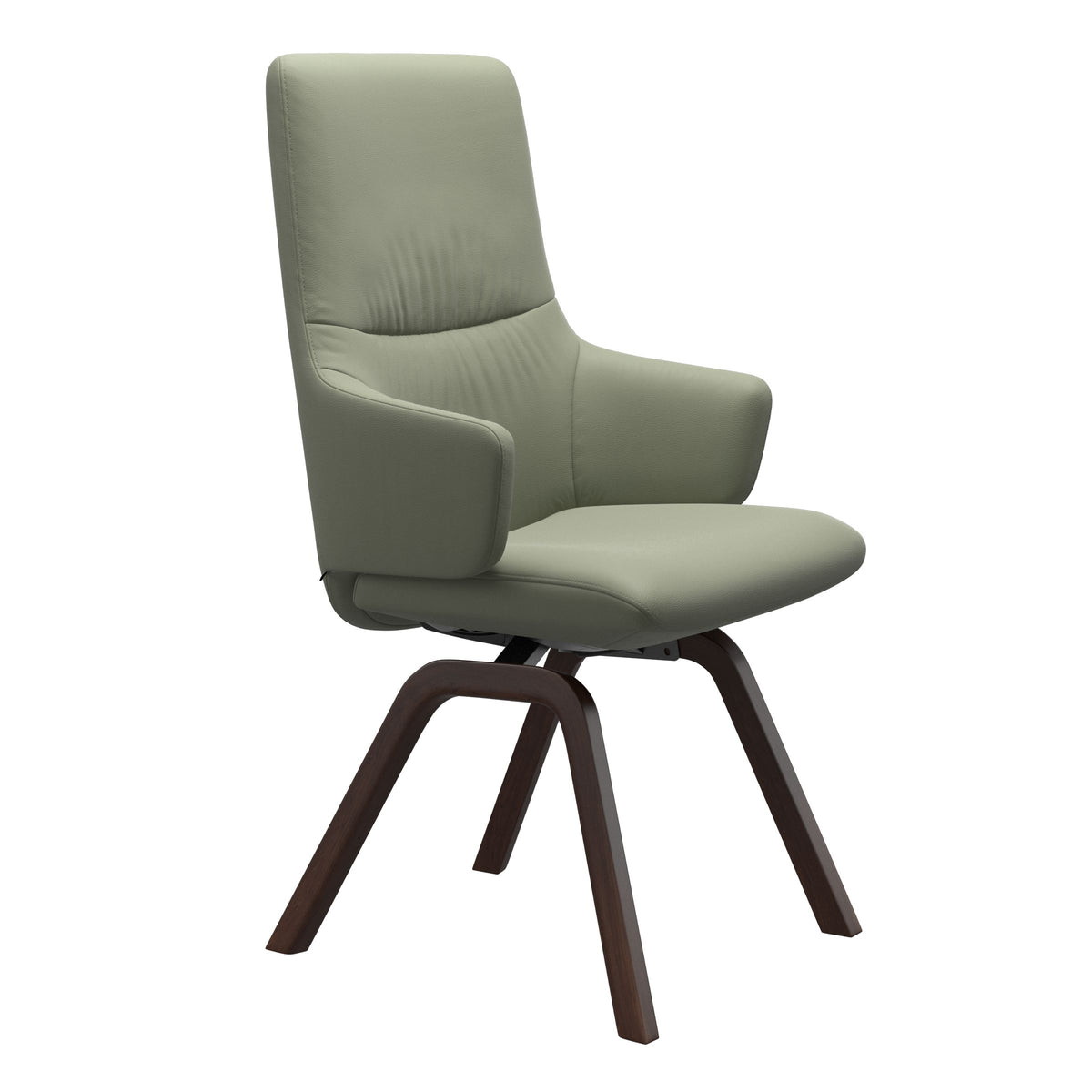 Mint High Back Dining Chair - Paloma Shadow Green - Brown Wood - Armchair