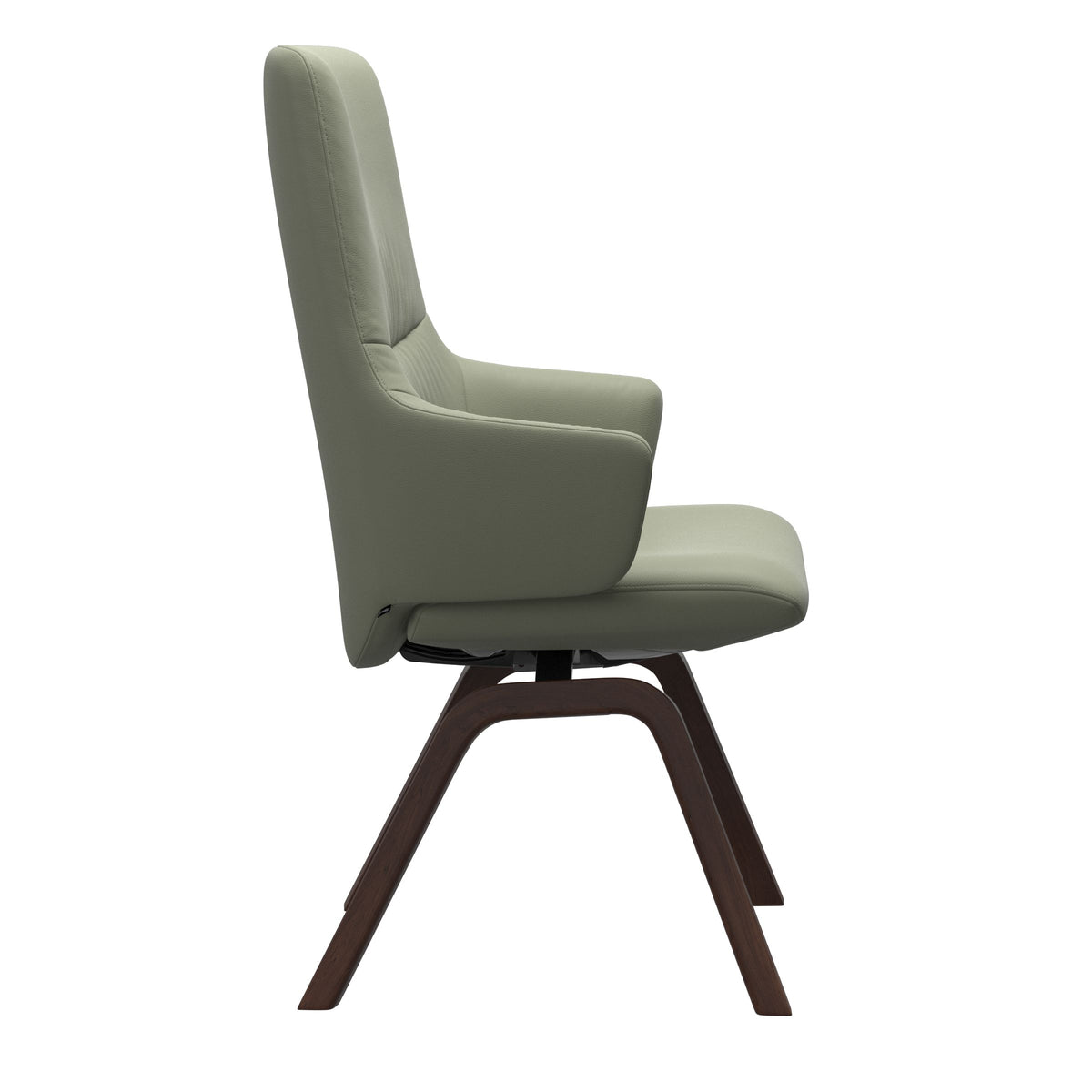 Mint High Back Dining Chair - Paloma Shadow Green - Brown Wood - Armchair