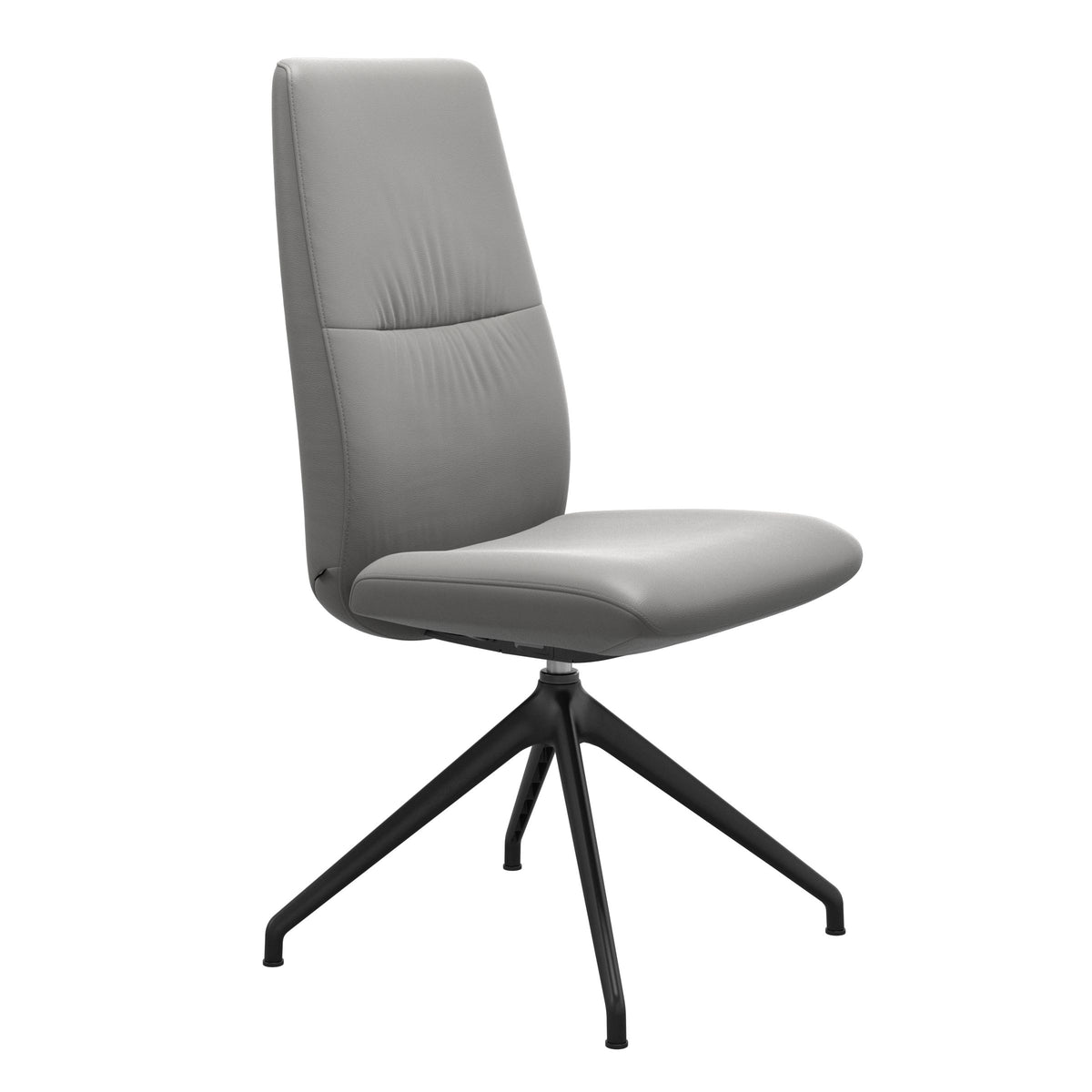 Mint High Back Dining Chair - Paloma Silver Grey - Matte Black Swivel Base - Armless