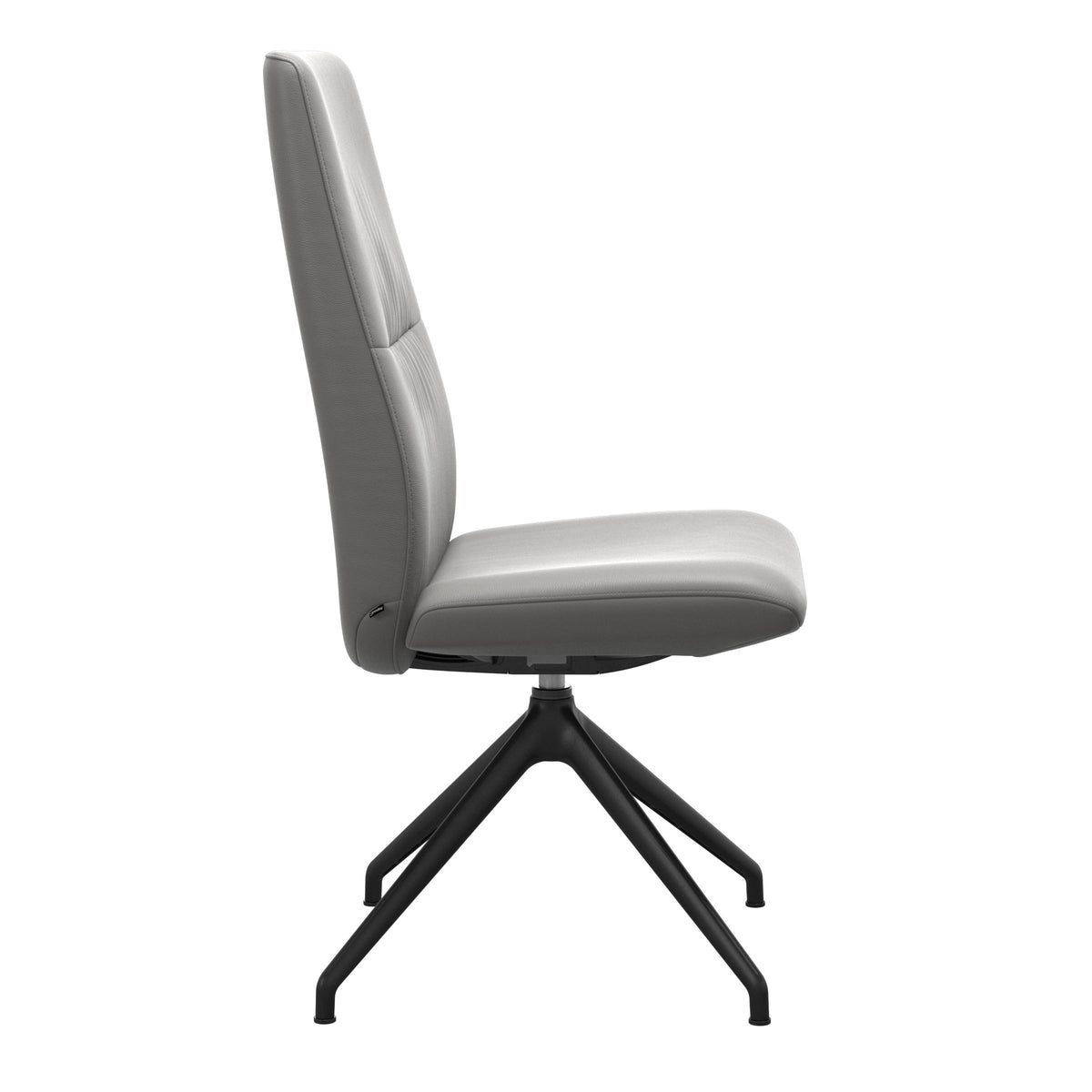 Mint High Back Dining Chair - Paloma Silver Grey - Matte Black Swivel Base - Armless