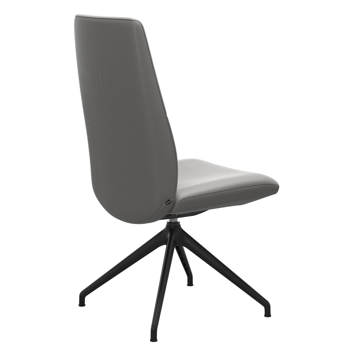 Mint High Back Dining Chair - Paloma Silver Grey - Matte Black Swivel Base - Armless