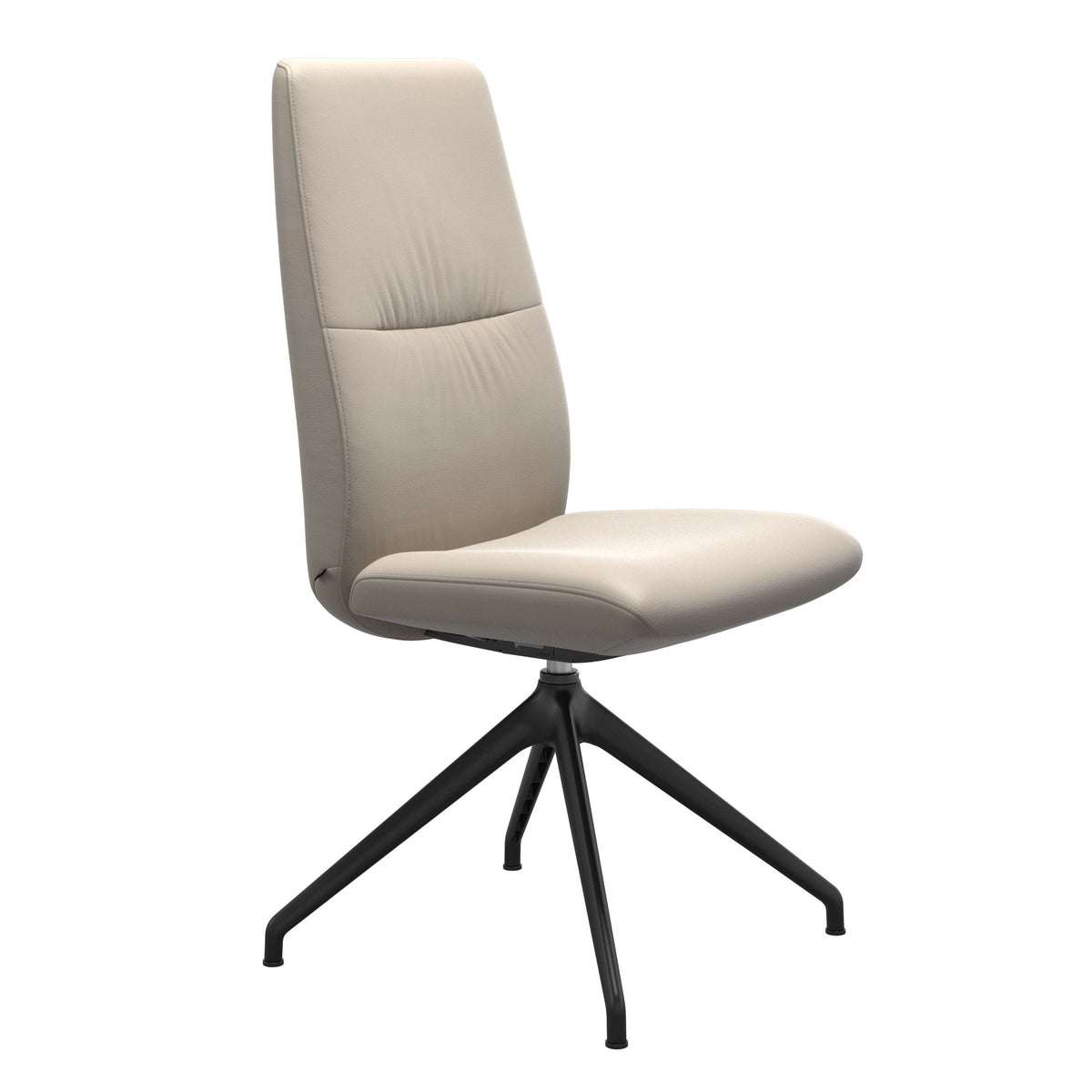 Mint High Back Dining Chair - Paloma Fog - Matte Black Swivel Base - Armless