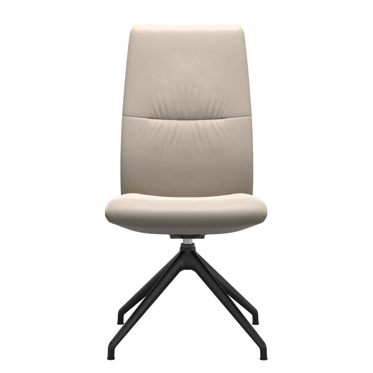 Mint High Back Dining Chair - Paloma Fog - Matte Black Swivel Base - Armless