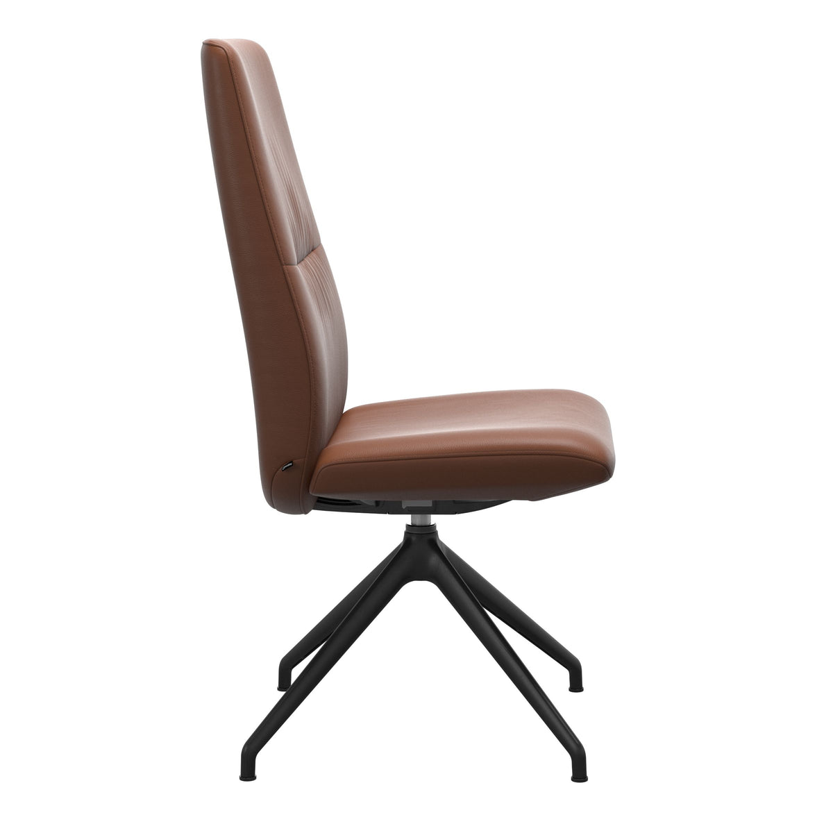Mint High Back Dining Chair - Paloma New Cognac - Matte Black Swivel Base - Armless
