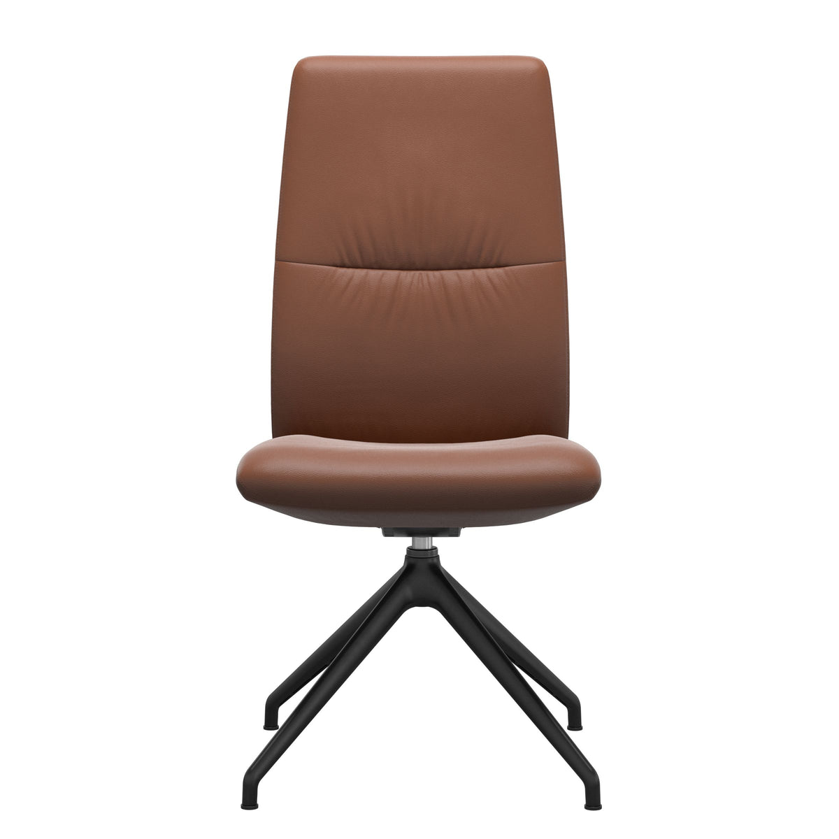 Mint High Back Dining Chair - Paloma New Cognac - Matte Black Swivel Base - Armless