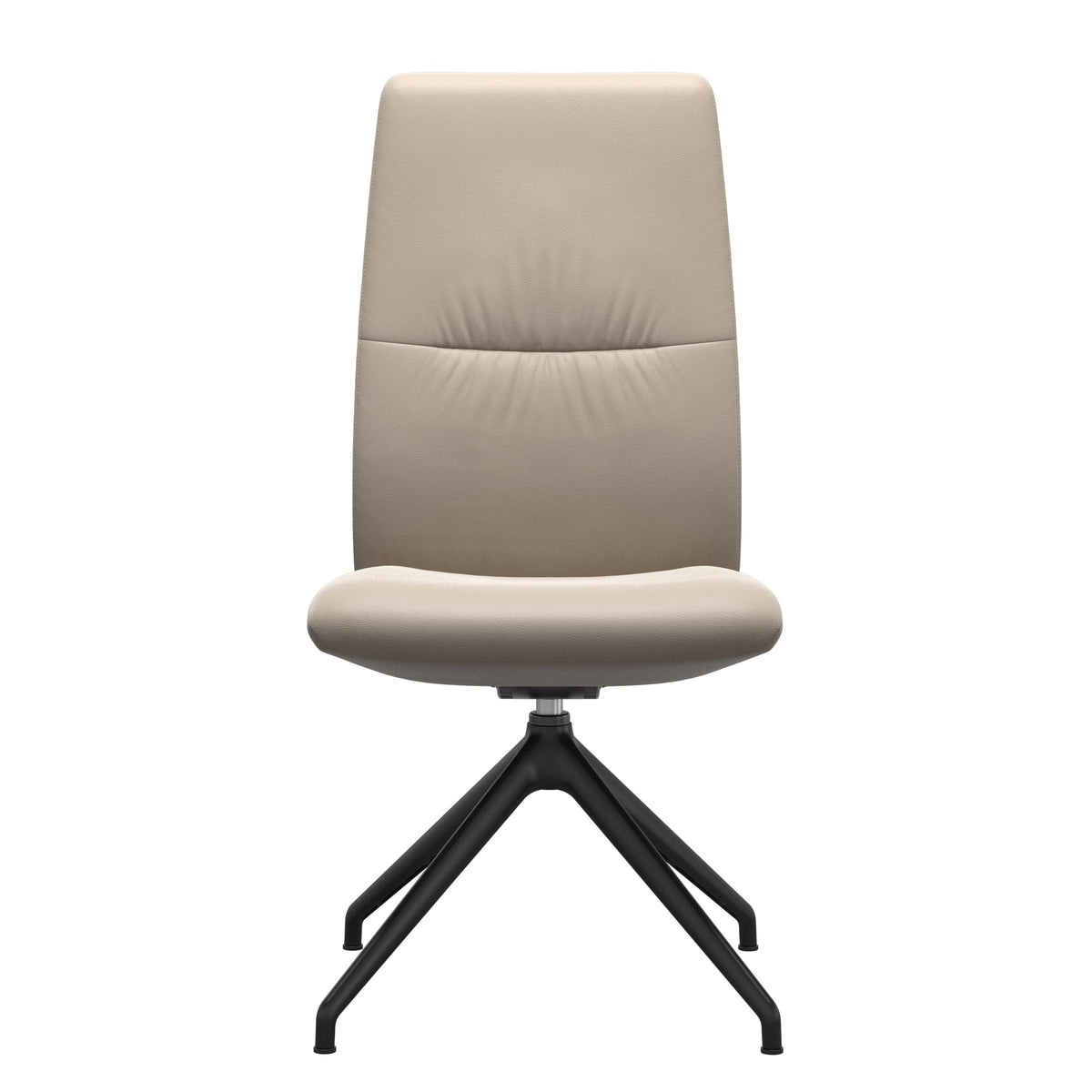 Mint High Back Dining Chair - Paloma Mushroom - Matte Black Swivel Base - Armless
