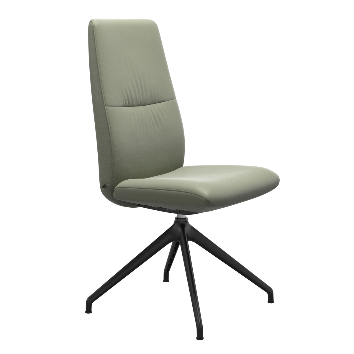 Mint High Back Dining Chair - Paloma Shadow Green - Matte Black Swivel Base - Armless