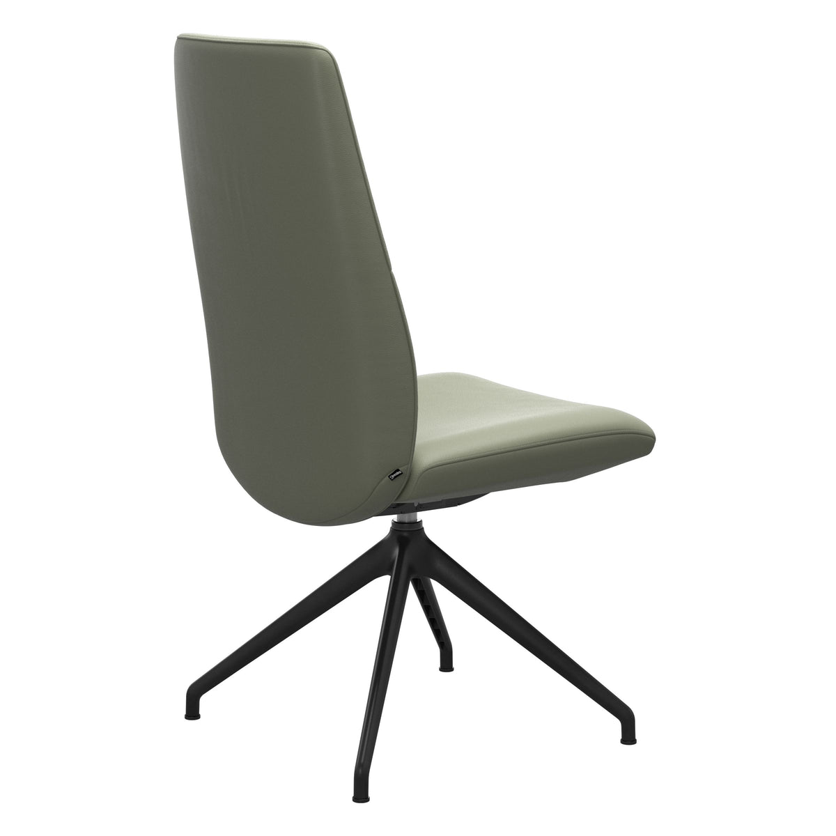 Mint High Back Dining Chair - Paloma Shadow Green - Matte Black Swivel Base - Armless