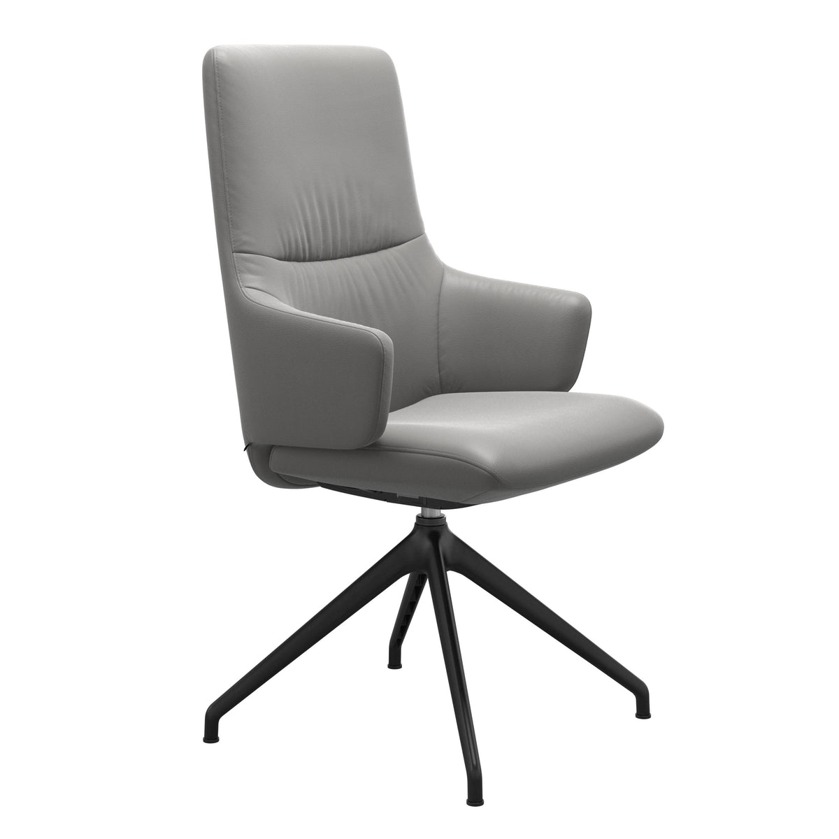 Mint High Back Dining Chair - Paloma Silver Grey - Matte Black Swivel Base - Armchair