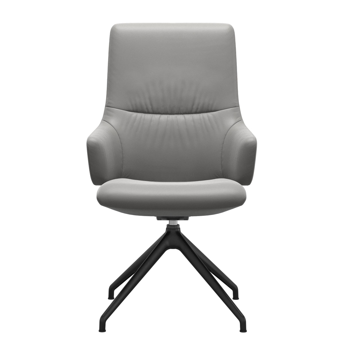 Mint High Back Dining Chair - Paloma Silver Grey - Matte Black Swivel Base - Armchair