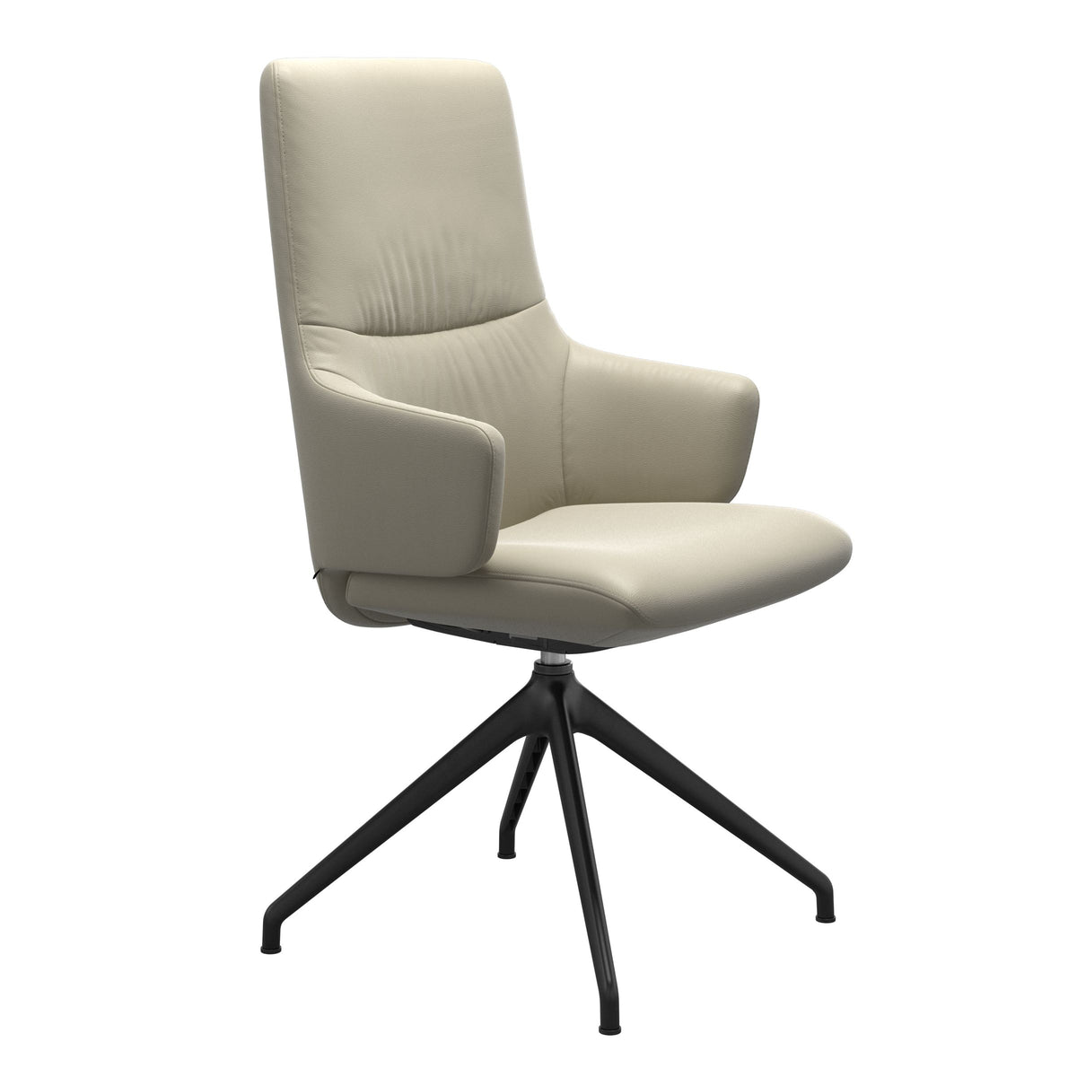 Mint High Back Dining Chair - Paloma Light Grey - Matte Black Swivel Base - Armchair