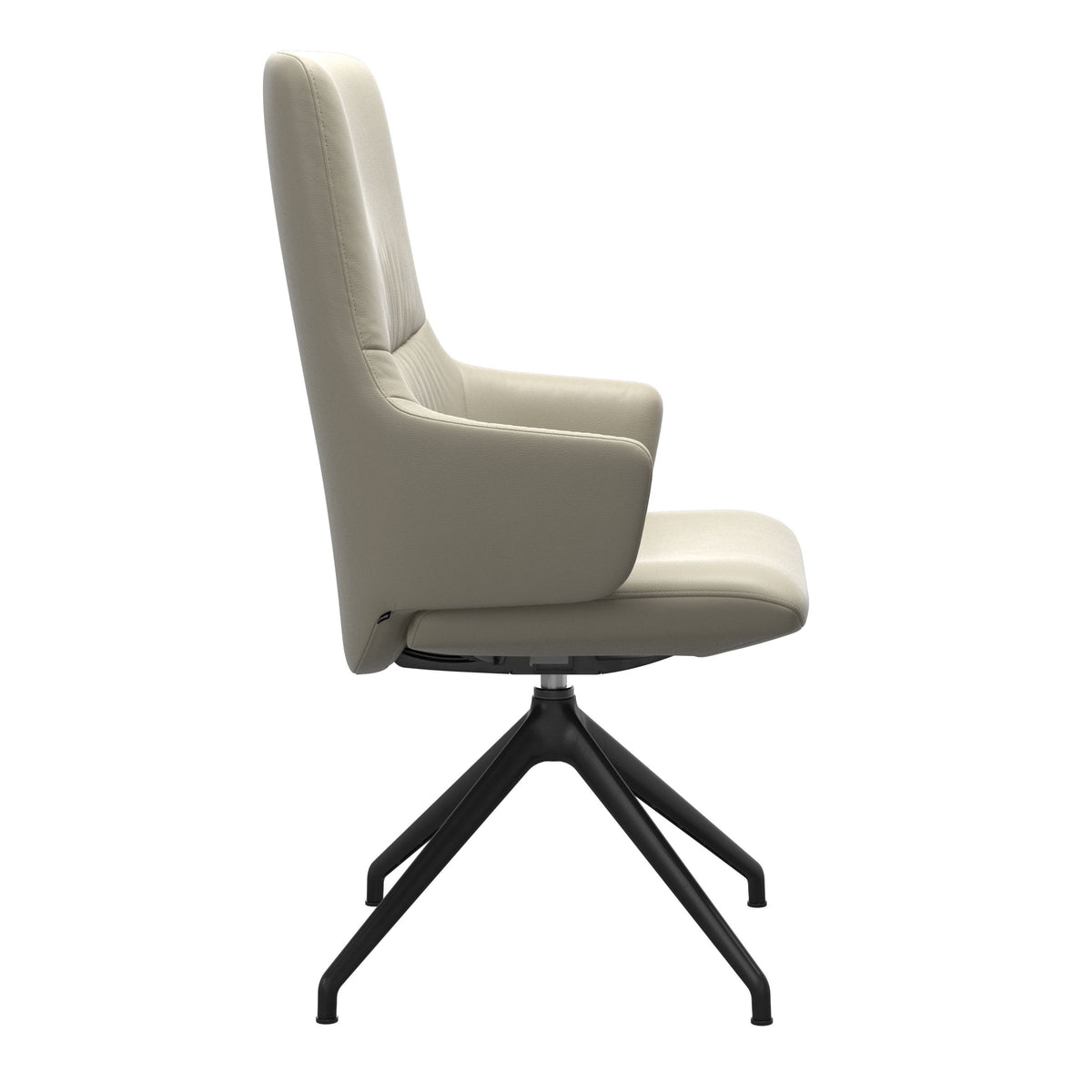 Mint High Back Dining Chair - Paloma Light Grey - Matte Black Swivel Base - Armchair