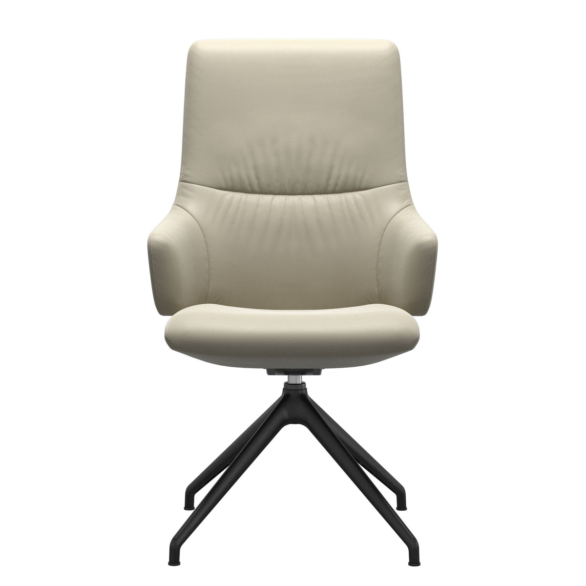 Mint High Back Dining Chair - Paloma Light Grey - Matte Black Swivel Base - Armchair