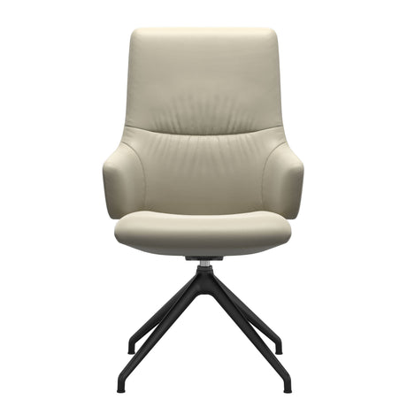 Mint High Back Dining Chair - Paloma Light Grey - Matte Black Swivel Base - Armchair