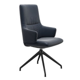 Mint High Back Dining Chair - Paloma Oxford Blue - Matte Black Swivel Base - Armchair