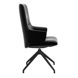 Mint High Back Dining Chair - Paloma Black - Matte Black Swivel Base - Armchair