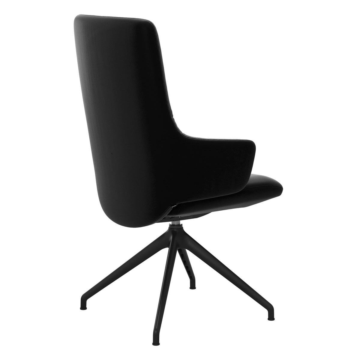 Mint High Back Dining Chair - Paloma Black - Matte Black Swivel Base - Armchair