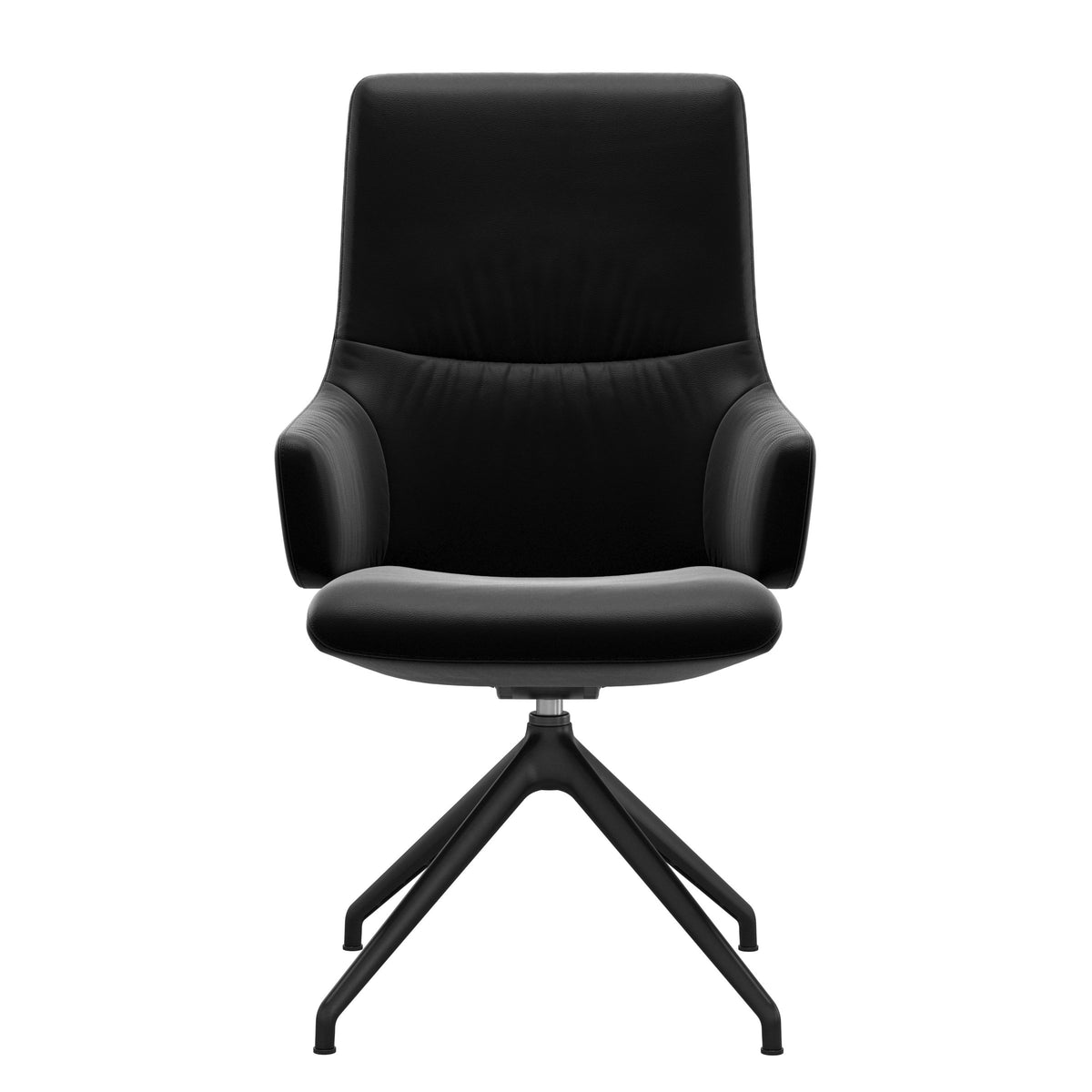 Mint High Back Dining Chair - Paloma Black - Matte Black Swivel Base - Armchair