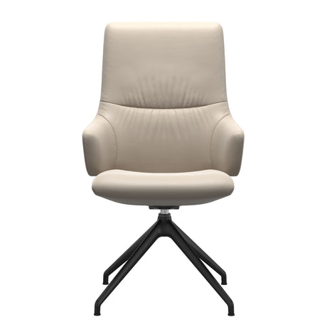 Mint High Back Dining Chair - Paloma Fog - Matte Black Swivel Base - Armchair