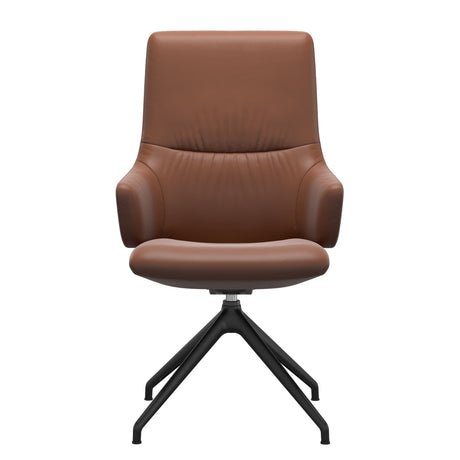Mint High Back Dining Chair - Paloma New Cognac - Matte Black Swivel Base - Armchair