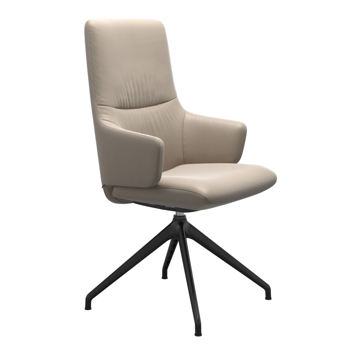 Mint High Back Dining Chair - Paloma Mushroom - Matte Black Swivel Base - Armchair