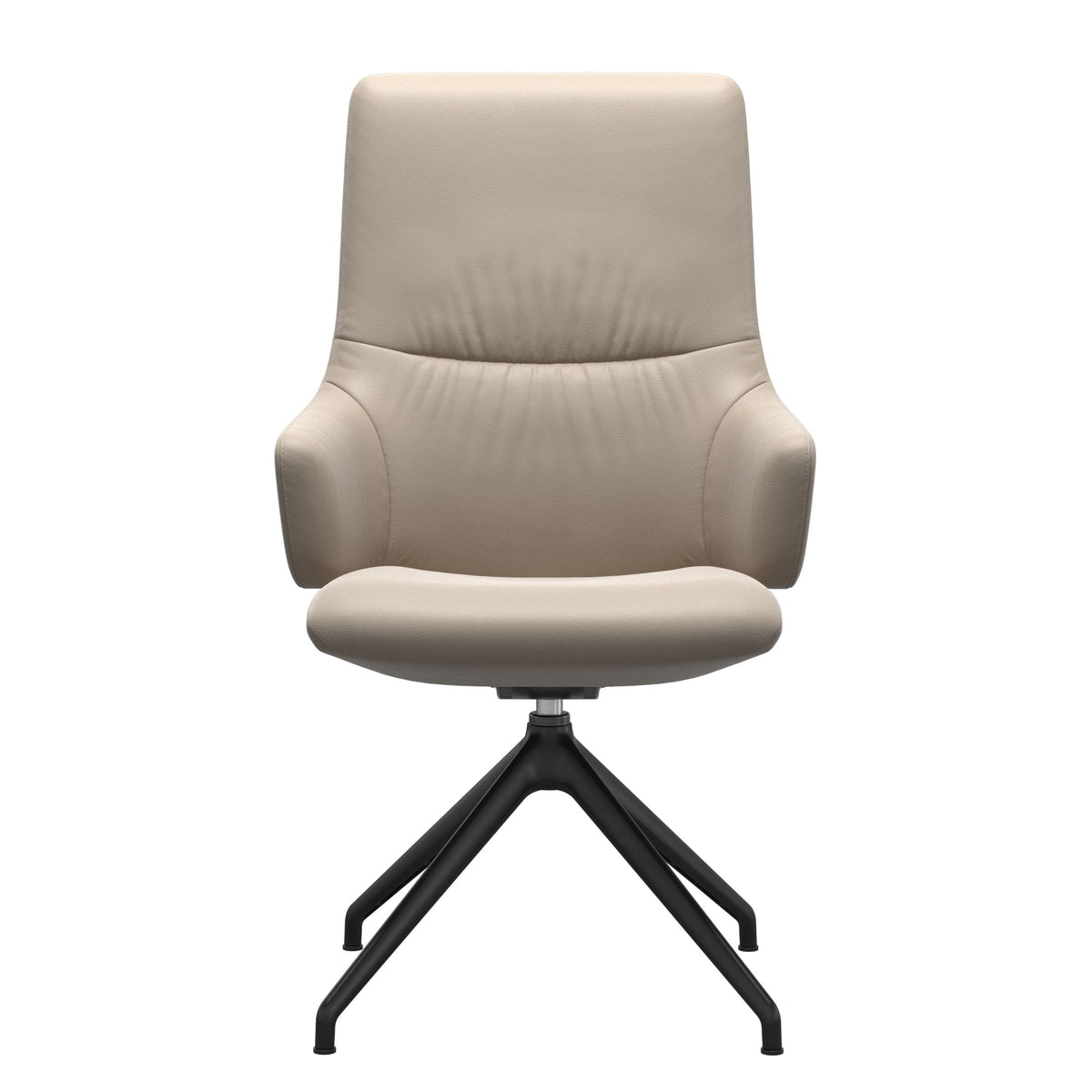 Mint High Back Dining Chair - Paloma Mushroom - Matte Black Swivel Base - Armchair