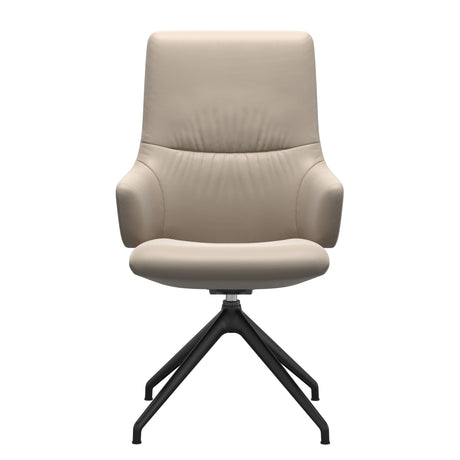 Mint High Back Dining Chair - Paloma Mushroom - Matte Black Swivel Base - Armchair
