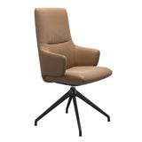 Mint High Back Dining Chair - Paloma Taupe - Matte Black Swivel Base - Armchair