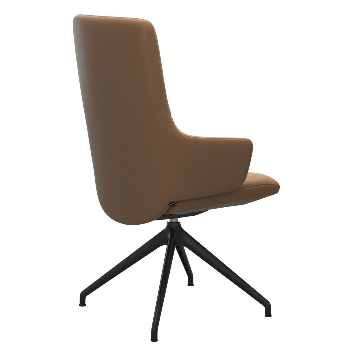 Mint High Back Dining Chair - Paloma Taupe - Matte Black Swivel Base - Armchair