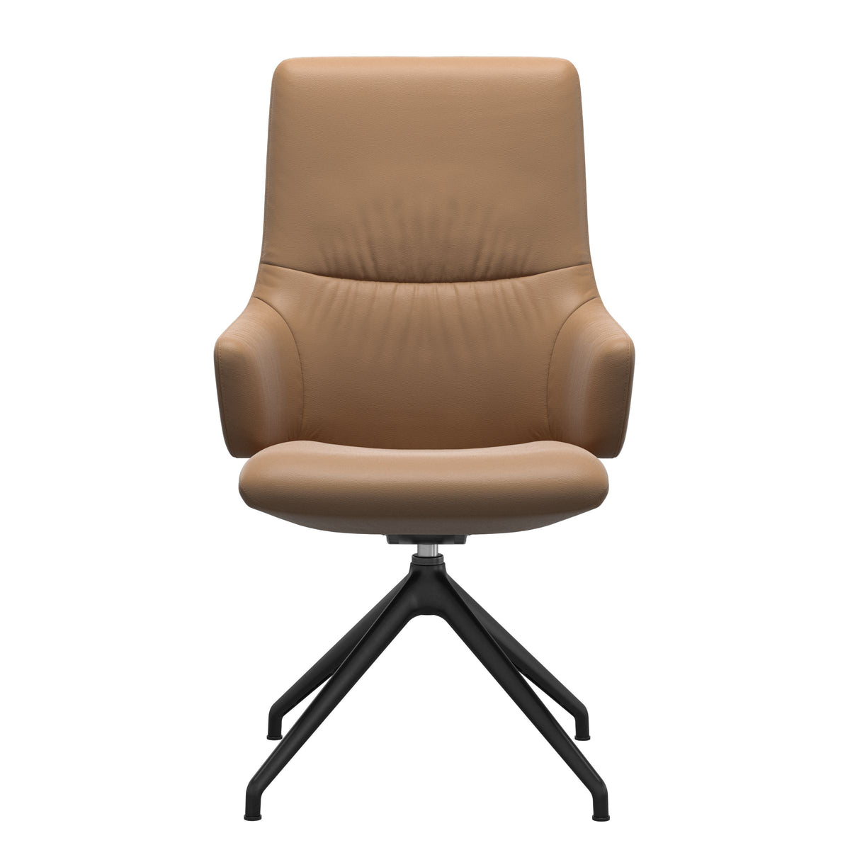 Mint High Back Dining Chair - Paloma Taupe - Matte Black Swivel Base - Armchair