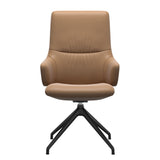 Mint High Back Dining Chair - Paloma Taupe - Matte Black Swivel Base - Armchair